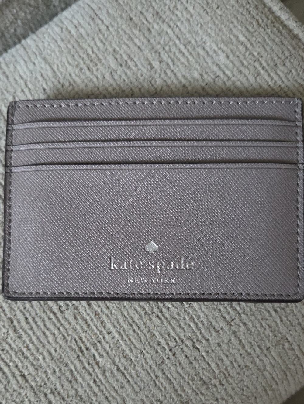 kate spade Leather Card Holder in Mauve Gray And Gold Sequins